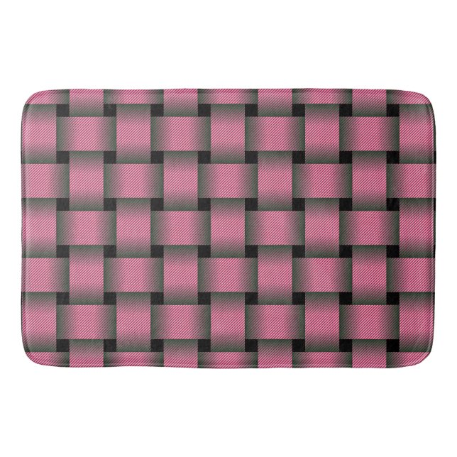 Alfombrilla De Baño Tejidos de cesta rosada a rayas (Anverso)