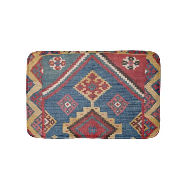 Alfombrilla De Baño Tejidos Kilim Royal Blue Yellow Classic  (Anverso)