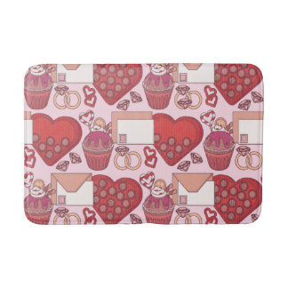 Alfombrilla De Baño Tema de Amor de Corazón Rojo Elegante Regalo del D
