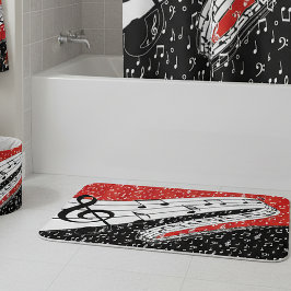 Alfombrilla De Baño Tema musical rojo y negro