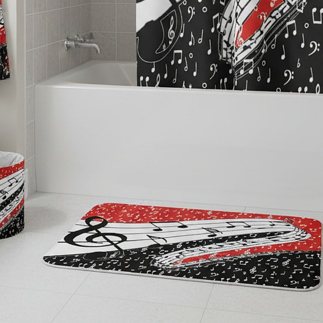 Alfombrilla De Baño Tema musical rojo y negro (Subido por el creador)