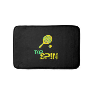 Alfombrilla De Baño Tennis Sport Pop Art, Green & Yellow Racket & Ball