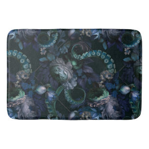 Alfombrilla De Baño Tentáculo gótico Cthulhu Turquesa con flores