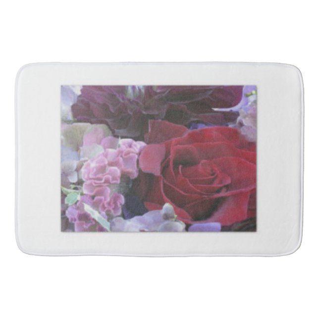 Alfombrilla De Baño Terciopelo Rojo Rosa Bath Mat (Anverso)