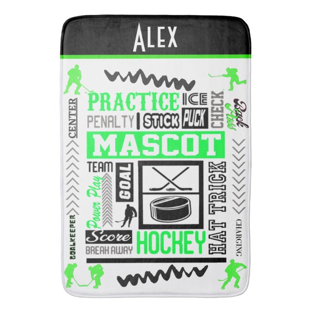 Alfombrilla De Baño Terminología de hockey masculino personalizada Neo (Frente vertical)