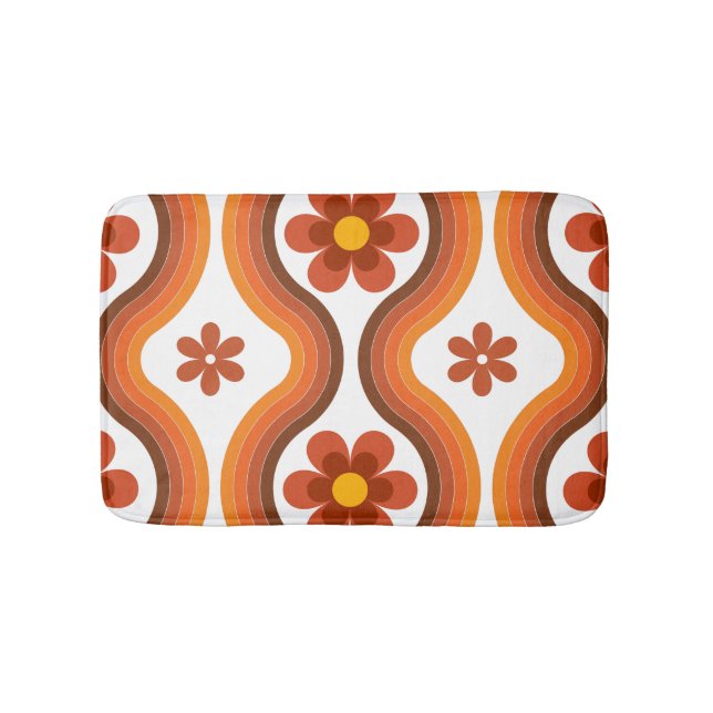 Alfombrilla De Baño Terracotta Mid Century Moderno Floral Arcoiris Ret (Anverso)