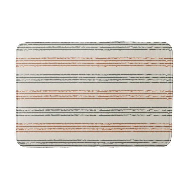 Alfombrilla De Baño Terracotta Sage Green Modern Boho Stripe (Anverso)