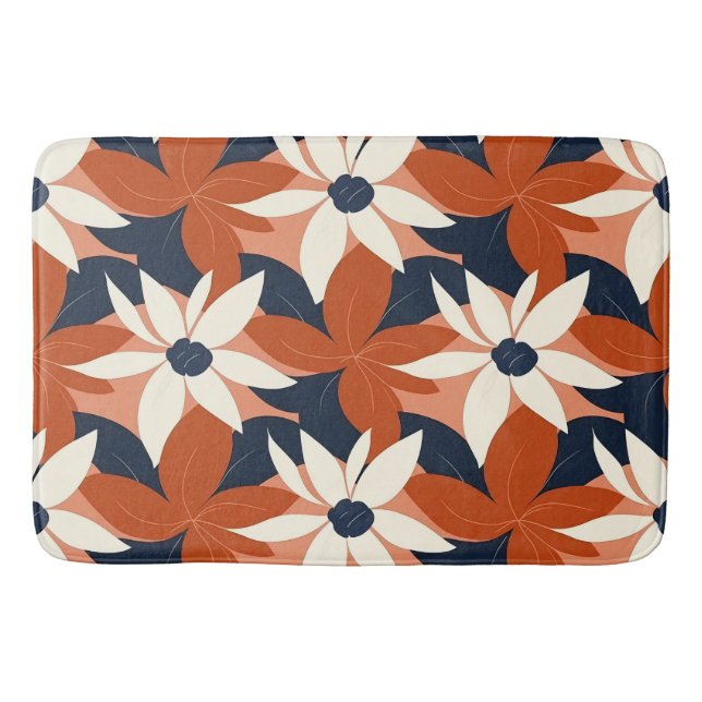 Alfombrilla De Baño Terracotta White Floral Elegante (Anverso)