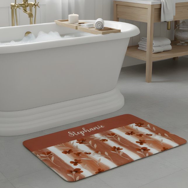 Alfombrilla De Baño Terracotta Wildflower Monogram (Subido por el creador)