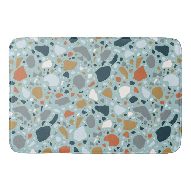Alfombrilla De Baño Terrazzo En Azul (Anverso)