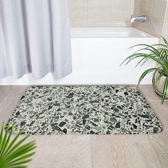 Alfombrilla De Baño Terrazzo verde moderno (Subido por el creador)