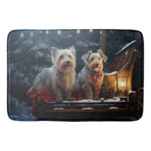 Alfombrilla De Baño Terrier Australiano Nieve Trineo Decoración Navida