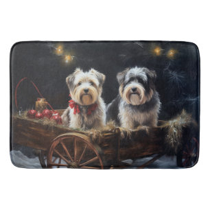 Alfombrilla De Baño Terrier Biewer Nevado Trineo Navidad Decoración