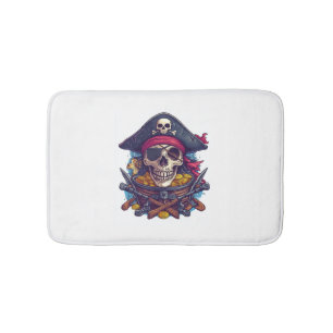 Alfombrilla De Baño Tesoro pirata de cráneo