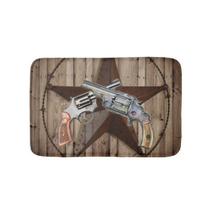 Alfombrilla De Baño texas rústicas estrellas vaquero pistolas de campo