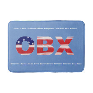 Alfombrilla De Baño Texto De Bandera De OBX Y Ciudades