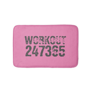 Alfombrilla De Baño Texto desgastado y raspado Workout 247365 rosa