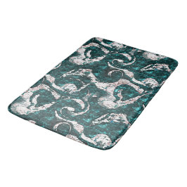 Alfombrilla De Baño Textos de manchas blancas mezcladas en aguamarina 