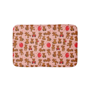 Alfombrilla De Baño Textura con los osos de peluche, corazones