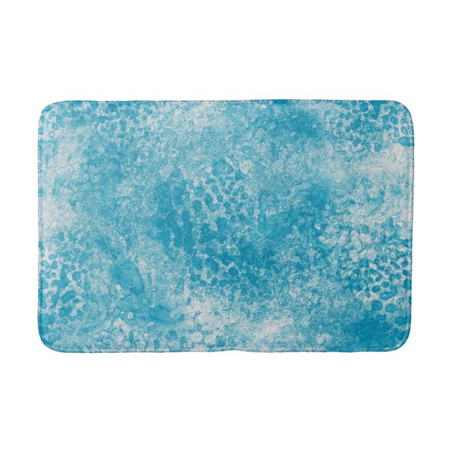 Alfombrilla De Baño Textura de coral azul y blanco (Anverso)