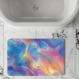 Alfombrilla De Baño Textura de mármol ondulado de ópalo colorido