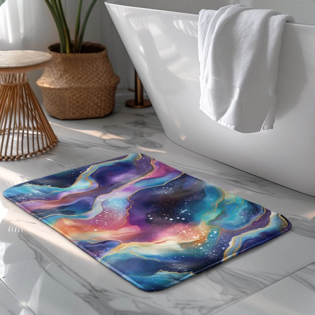 Alfombrilla De Baño Textura estética del arco iris agate purpurina (Subido por el creador)
