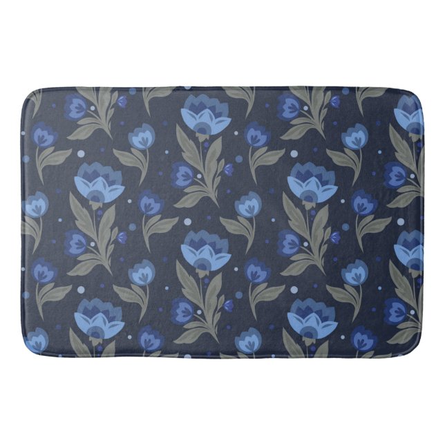 Alfombrilla De Baño Textura floral de arte popular rústico (Anverso)