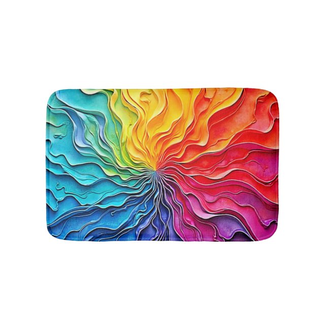 Alfombrilla De Baño Textured Rainbow Swirl Art (Anverso)