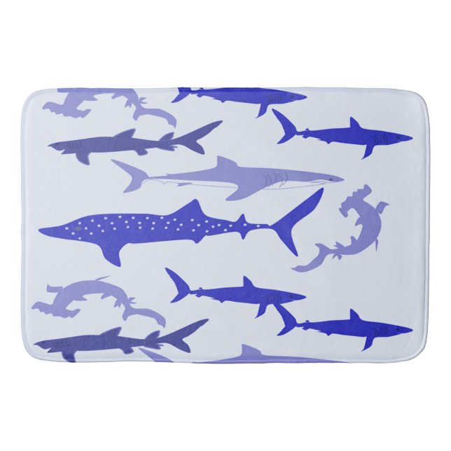 Alfombrilla De Baño Tiburones azules (Anverso)