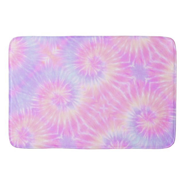 Alfombrilla De Baño Tiedye Pastel Arcoiris Espiral Hippie Tye (Anverso)