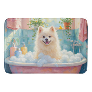 Alfombrilla De Baño Tiempo de baño para el perro esquimal americano De