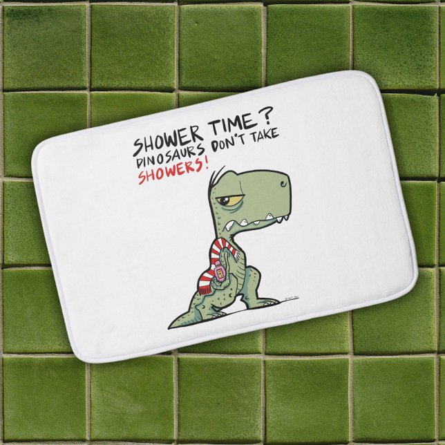 Alfombrilla De Baño ¿Tiempo de ducha? Funny Towel Personalizado de din (Shower Time? Funny Towel T-Rex Dinosaur Cartoon Bath Mat)