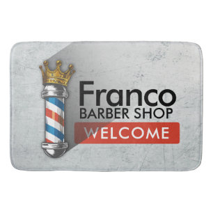 Alfombrilla De Baño Tienda de peinado de barbero Rey Corona Poste de b