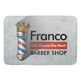 Alfombrilla De Baño Tienda de peinados de barbero Rey Corona Poste de 