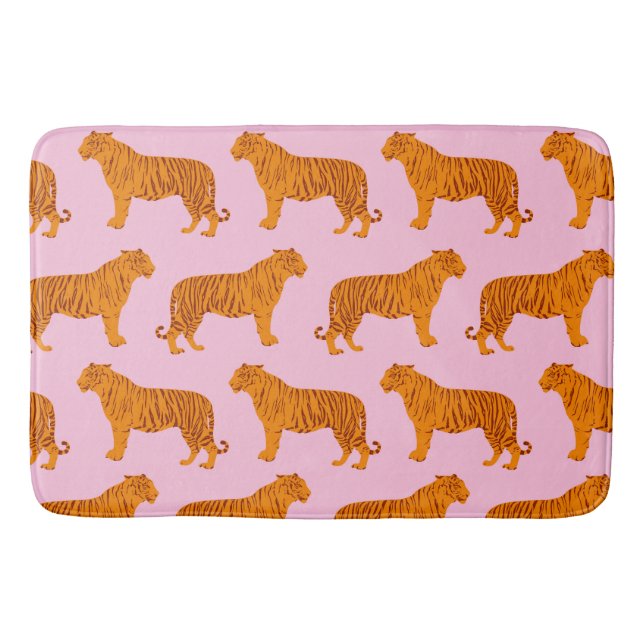 Alfombrilla De Baño Tigre animal rosa rosa moderno (Anverso)