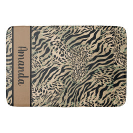 Alfombrilla De Baño Tigre de color marrón y negro y huella de cebra