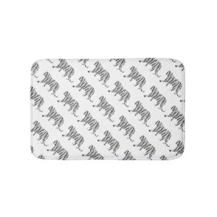 Alfombrilla De Baño Tigre de silueta negro y blanco