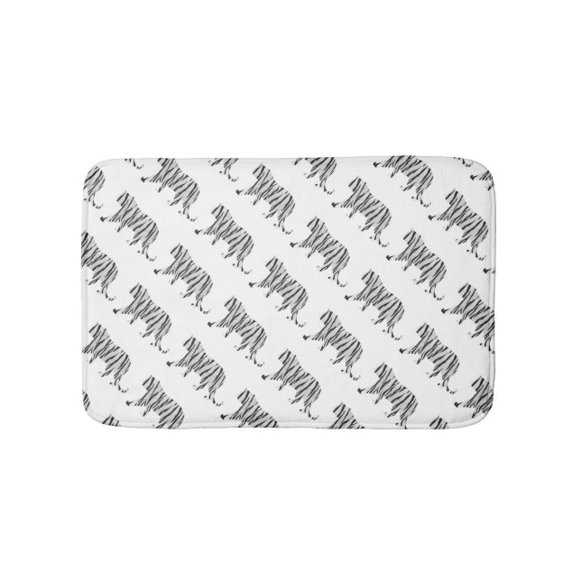 Alfombrilla De Baño Tigre de silueta negro y blanco (Anverso)