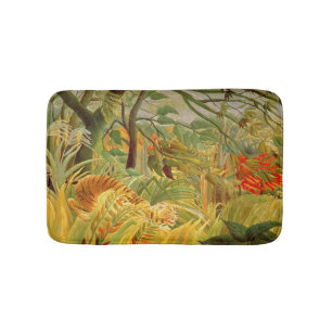 Alfombrilla De Baño Tigre en una tormenta tropical 1891