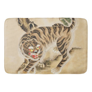 Alfombrilla De Baño Tigre Minhwa Vintage Bajo el Árbol de Pino