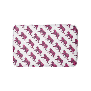 Alfombrilla De Baño Tigre negro y rosado caliente de silueta