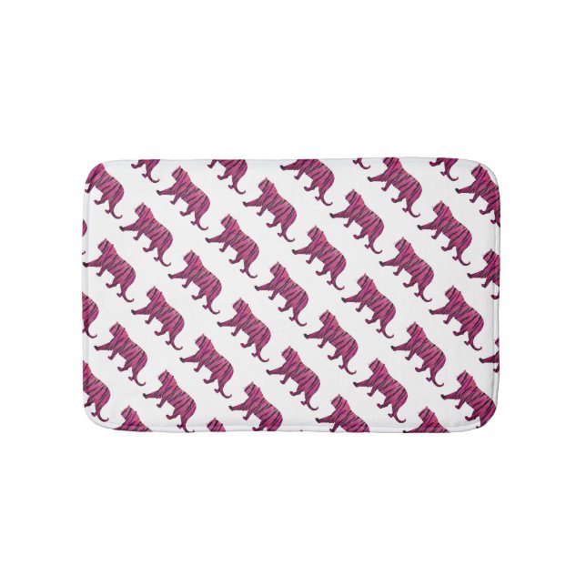 Alfombrilla De Baño Tigre negro y rosado caliente de silueta (Anverso)