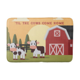 Alfombrilla De Baño Til the Cows Come Home Two Cows Red Barn Sunrise