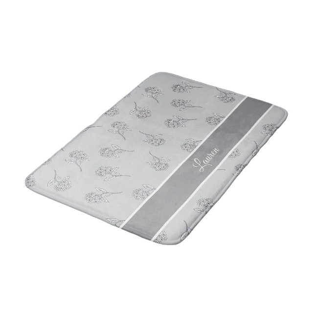 Alfombrilla De Baño Timeless Botanical Bloom Soft Grey Monogram  (Angular)