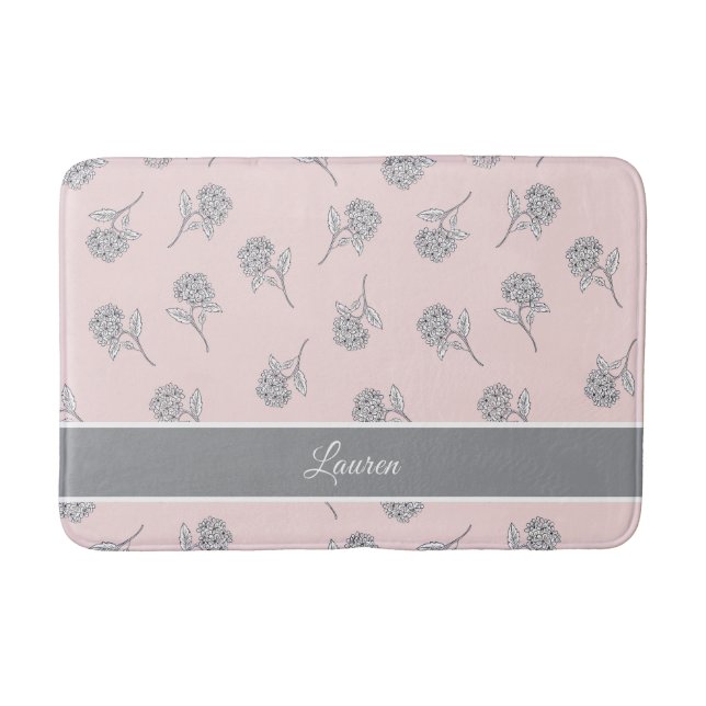 Alfombrilla De Baño Timeless Botanical Bloom Soft Pink Monogram Bath (Anverso)
