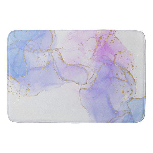 Alfombrilla De Baño Tinta de alcohol rosa, púrpura y azul (Anverso)