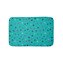 Tiny Hearts, Purple, Teal, Blue on Turquoise