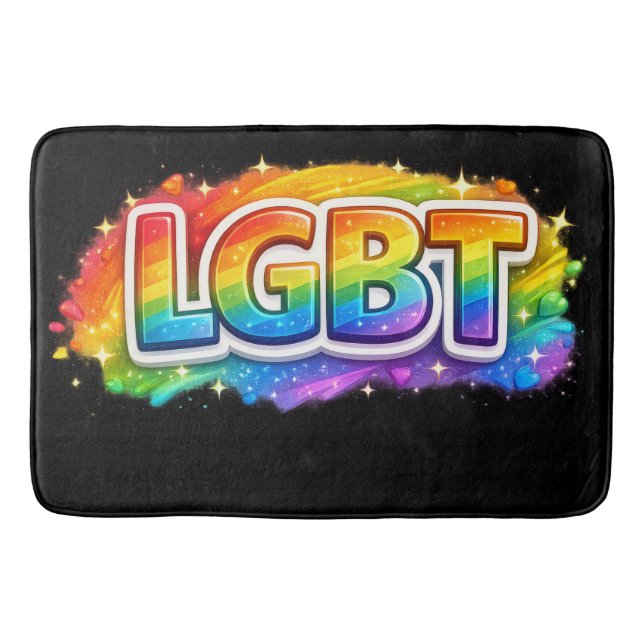 Alfombrilla De Baño Tipografía Arcoíris LGBT (Anverso)