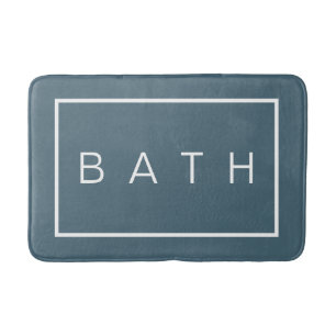 Alfombrilla De Baño Tipografía mínima azul de la Moda de los granjer