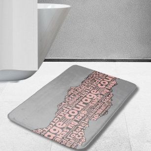 Alfombrilla De Baño Tipografía moderna de valor gris y rosa roto